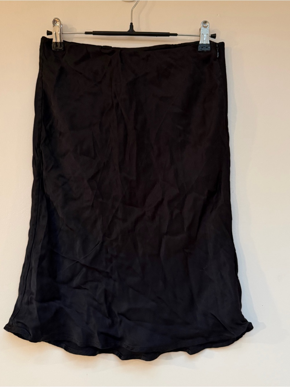 Anthropologie Black Midi Slip Skirt
